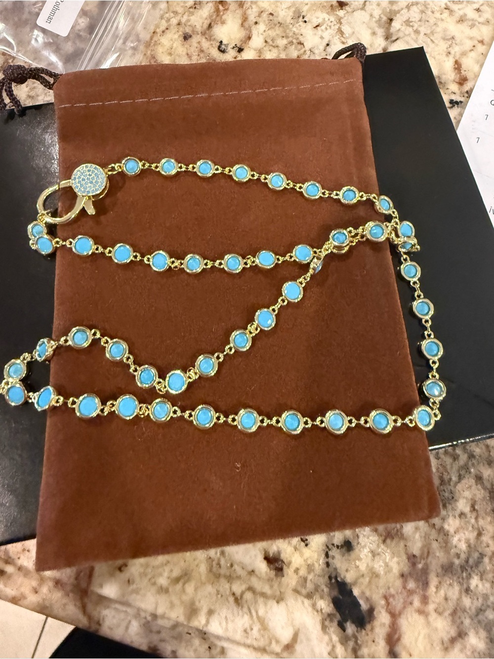 Lumi Bezel Turquoise Blue on Gold Matte Finish- Freida Rothman
